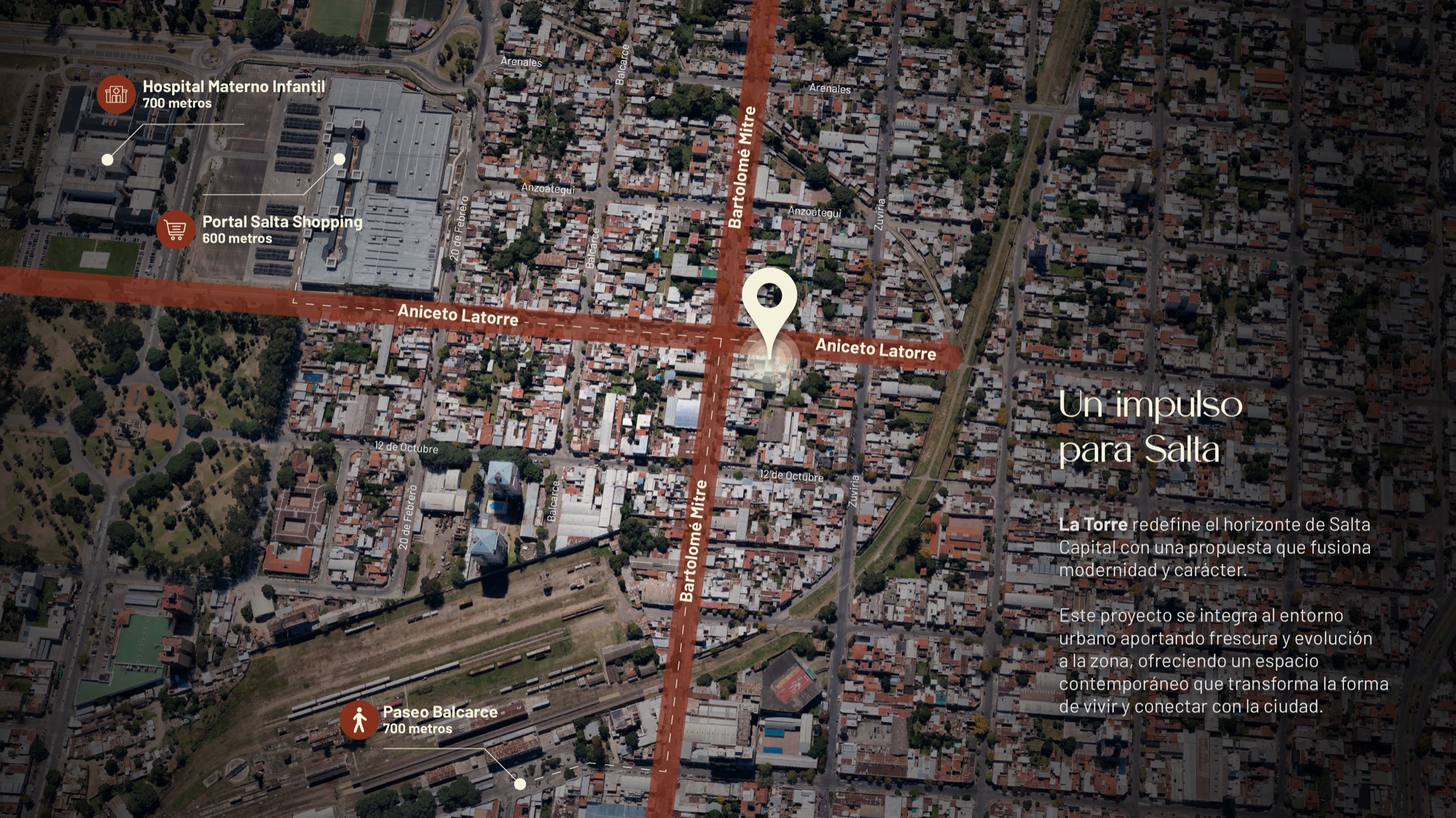 El entorno urbano del edificio, visto desde arriba